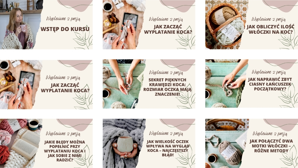 Bonusy do kursu wyplatania koców